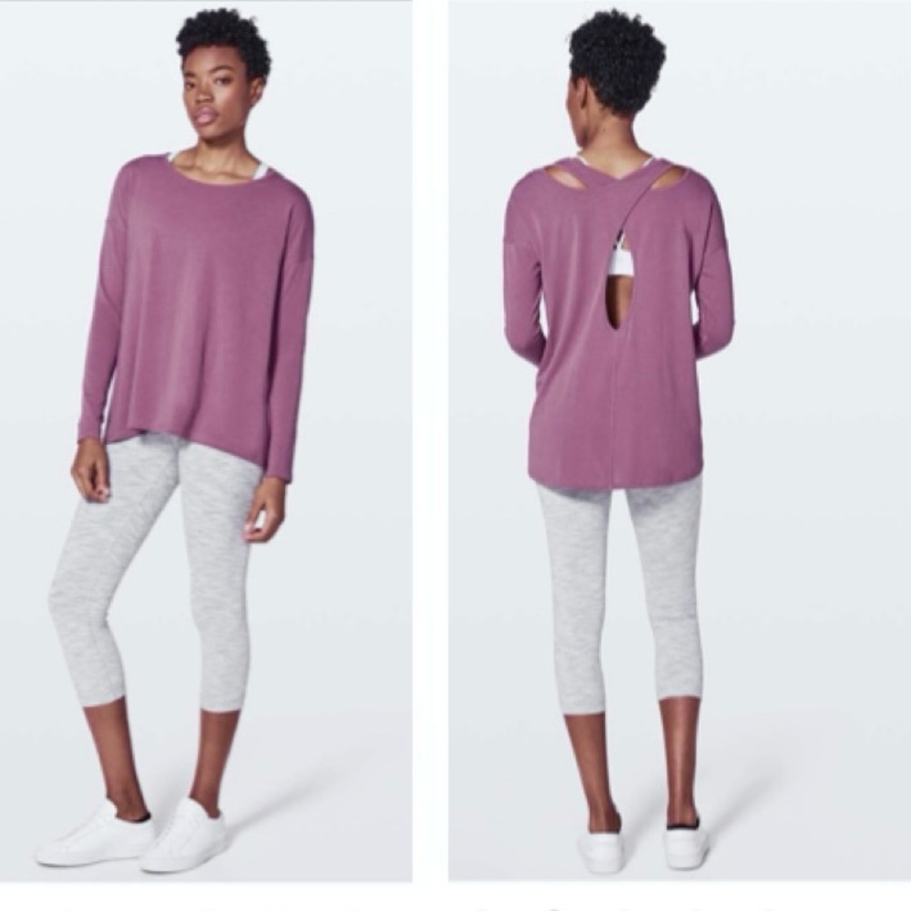 Lululemon Back Into It Long Sleeve Cotton Keyhole Cross Back Crew Long Sleeve XL
